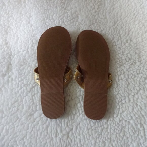 Yellow Box thong sandals Silver and Gold Crystals NIB sz8.5 - Picture 6 of 7